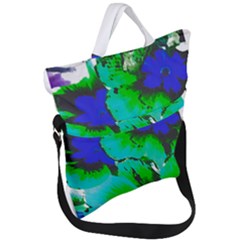 Blue T- Shirt Blue Flower Of Happiness Fold Over Handle Tote Bag by EnriqueJohnson