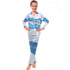 Lips -21 Kids  Satin Long Sleeve Pajamas Set by SychEva