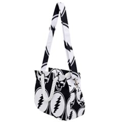 Black And White Deadhead Grateful Dead Steal Your Face Pattern Rope Handles Shoulder Strap Bag by Sarkoni