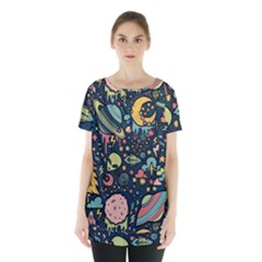 Alien Rocket Space Aesthetic Skirt Hem Sports Top by Sarkoni