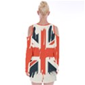 Union Jack England Uk United Kingdom London Velvet Long Sleeve Shoulder Cutout Dress View2