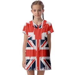 Union Jack England Uk United Kingdom London Kids  Asymmetric Collar Dress by uniart180623