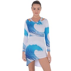 Wave Tsunami Tidal Wave Ocean Sea Water Asymmetric Cut-out Shift Dress by uniart180623