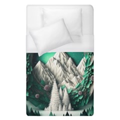 Christmas Wreath Winter Mountains Snow Stars Moon Duvet Cover (single Size) by uniart180623