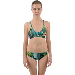 Waterfall Jungle Nature Paper Craft Trees Tropical Wrap Around Bikini Set by uniart180623