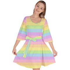 Cute Pastel Rainbow Stripes Velour Kimono Dress by Ket1n9