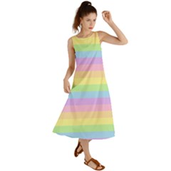 Cute Pastel Rainbow Stripes Summer Maxi Dress by Ket1n9