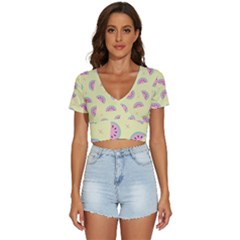 Watermelon Wallpapers  Creative Illustration And Patterns V-neck Crop Top by Ket1n9