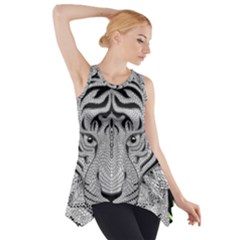 Tiger Head Side Drop Tank Tunic by Ket1n9