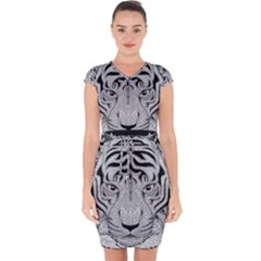 Tiger Head Capsleeve Drawstring Dress  by Ket1n9