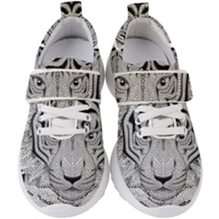 Tiger Head Kids  Velcro Strap Shoes by Ket1n9