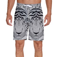 Tiger Head Men s Beach Shorts by Ket1n9