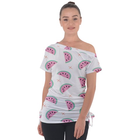 Watermelon Wallpapers  Creative Illustration And Patterns Off Shoulder Tie-up T-shirt by Ket1n9