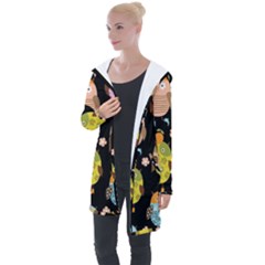 Cute Owls Pattern Longline Hooded Cardigan by Ket1n9