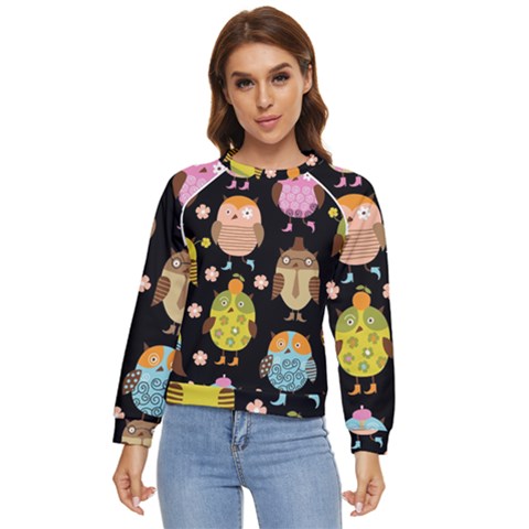 Cute Owls Pattern Women s Long Sleeve Raglan T-shirt by Ket1n9