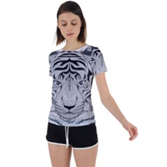 Tiger Head Back Circle Cutout Sports T-shirt by Ket1n9