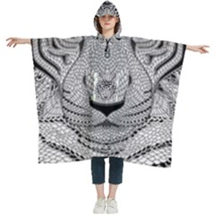 Tiger Head Women s Hooded Rain Ponchos by Ket1n9