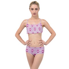 Alien Pattern Pink Layered Top Bikini Set by Ket1n9