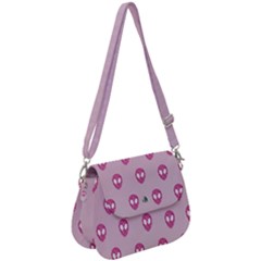 Alien Pattern Pink Saddle Handbag by Ket1n9