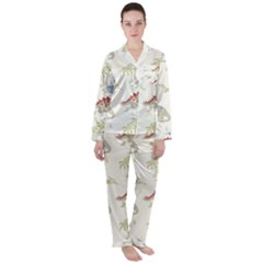 Dinosaur Art Pattern Women s Long Sleeve Satin Pajamas Set	 by Ket1n9