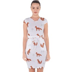 Fox Animal Wild Pattern Capsleeve Drawstring Dress  by Ket1n9