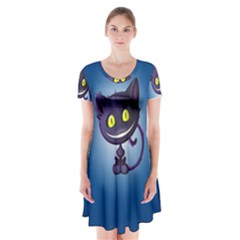 Cats Funny Short Sleeve V-neck Flare Dress by Ket1n9