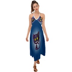 Cats Funny Halter Tie Back Dress  by Ket1n9