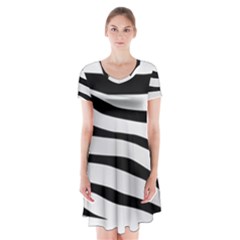 White Tiger Skin Short Sleeve V-neck Flare Dress by Ket1n9