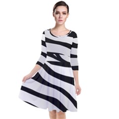 White Tiger Skin Quarter Sleeve Waist Band Dress by Ket1n9