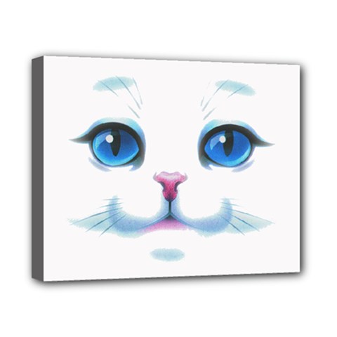 Cute White Cat Blue Eyes Face Canvas 10  X 8  (stretched) by Ket1n9