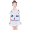 Cute White Cat Blue Eyes Face Kids  Simple Cotton Dress View1