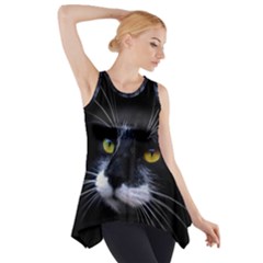 Face Black Cat Side Drop Tank Tunic by Ket1n9