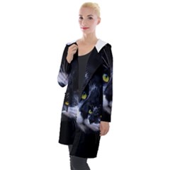 Face Black Cat Hooded Pocket Cardigan by Ket1n9