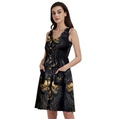 Art Fiction Black Skeletons Skull Smoke Sleeveless Dress With Pocket by Ket1n9