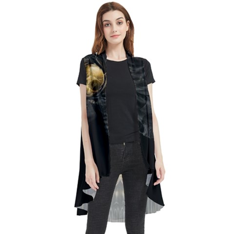 Art Fiction Black Skeletons Skull Smoke Sleeveless Chiffon Waistcoat Shirt by Ket1n9