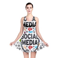 Social Media Computer Internet Typography Text Poster Reversible Skater Dress by Ket1n9