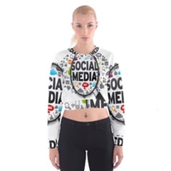 Social Media Computer Internet Typography Text Poster Cropped Sweatshirt by Ket1n9