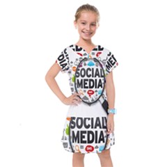 Social Media Computer Internet Typography Text Poster Kids  Drop Waist Dress by Ket1n9