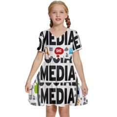 Social Media Computer Internet Typography Text Poster Kids  Short Sleeve Tiered Mini Dress by Ket1n9