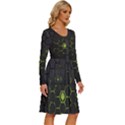 Green Android Honeycomb Gree Long Sleeve Dress With Pocket View3