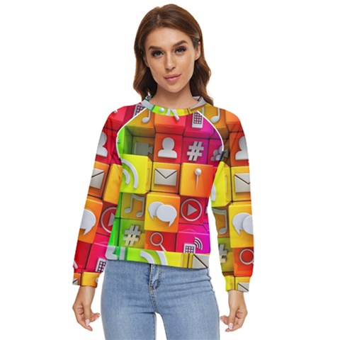 Colorful 3d Social Media Women s Long Sleeve Raglan T-shirt by Ket1n9