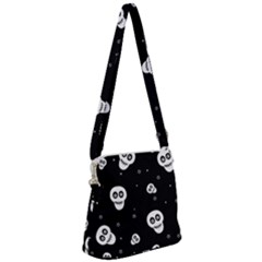 Skull Pattern Zipper Messenger Bag by Ket1n9