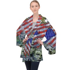 Usa United States Of America Images Independence Day Long Sleeve Velvet Kimono  by Ket1n9