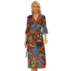 Art Color Dark Detail Monsters Psychedelic Midsummer Wrap Dress by Ket1n9