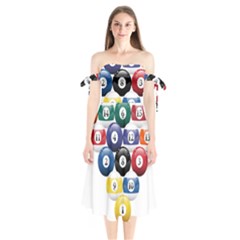 Racked Billiard Pool Balls Shoulder Tie Bardot Midi Dress by Ket1n9