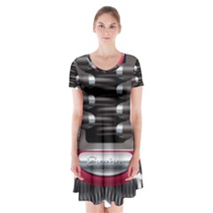 Car Engine Short Sleeve V-neck Flare Dress by Ket1n9