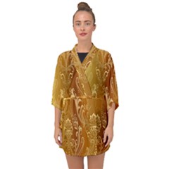 Golden Pattern Vintage Gradient Vector Half Sleeve Chiffon Kimono by Ket1n9