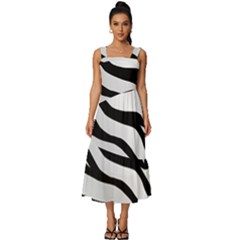 White Tiger Skin Square Neckline Tiered Midi Dress by Ket1n9