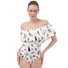 Insect Animal Pattern Off Shoulder Velour Bodysuit  by Ket1n9