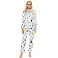 Insect Animal Pattern Womens  Long Sleeve Velvet Pocket Pajamas Set by Ket1n9